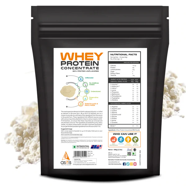 Asitis Raw Whey Concentrate 1KG |Whey Protein